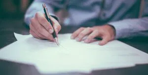 Formal agreement or contract signing in progress
